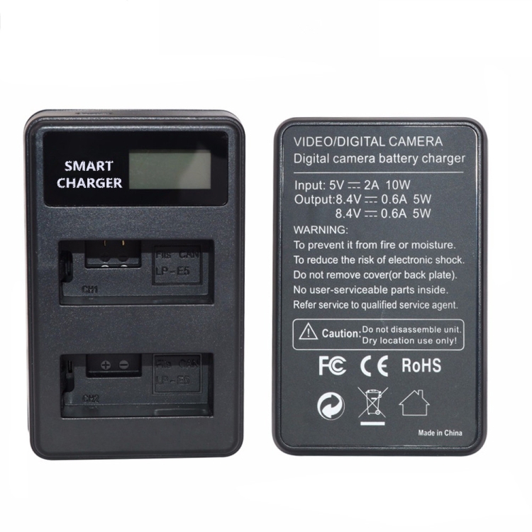 Dupla Canon LP-E5 USB-s akkumulátor töltő LCD kijelzővel-2