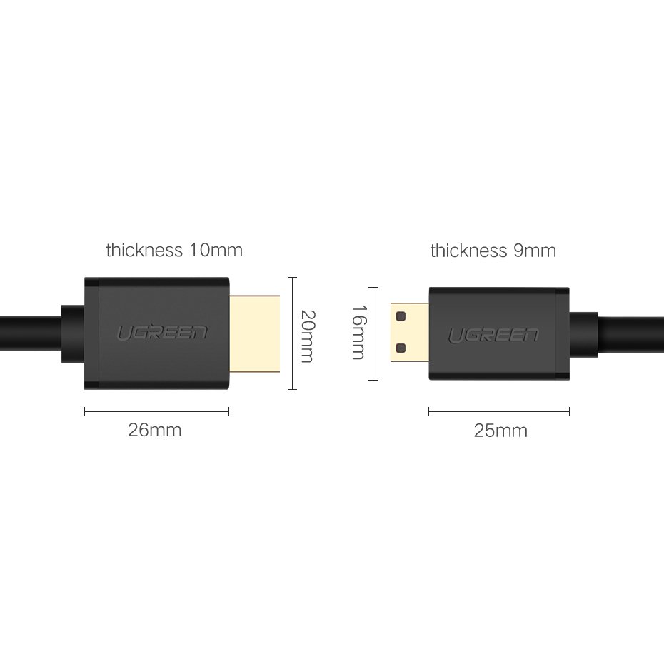 Ugreen HDMI - mini HDMI kábel 19 pin 2.0v 4K 60Hz 30AWG 1,5m fekete (11167)-9
