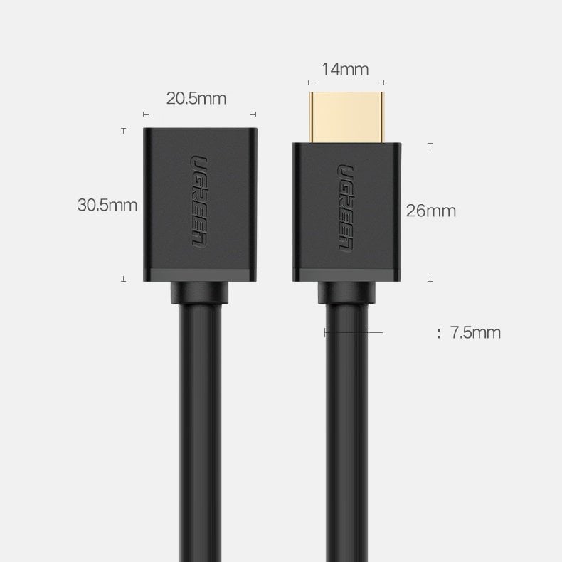 Ugreen HDMI (aljzat) - HDMI (csatlakozó) hosszabbító kábel 4K 10,2 Gbps 340Mhz 0.5m fekete (HD107 10140)-10