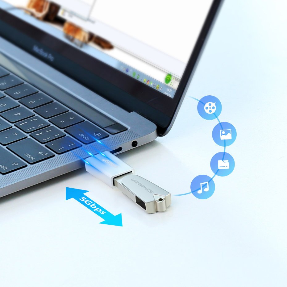 Ugreen USB 3.2 Gen 1 (aljzat) - USB Type-C (csatlakozóvég) OTG adapter fehér (30155)-2