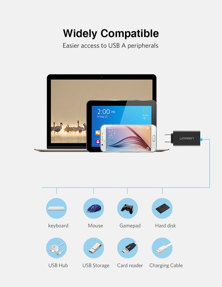 Ugreen USB 3.2 Gen 1 (aljzat) - USB Type-C (csatlakozóvég) OTG adapter fehér (30155)-4