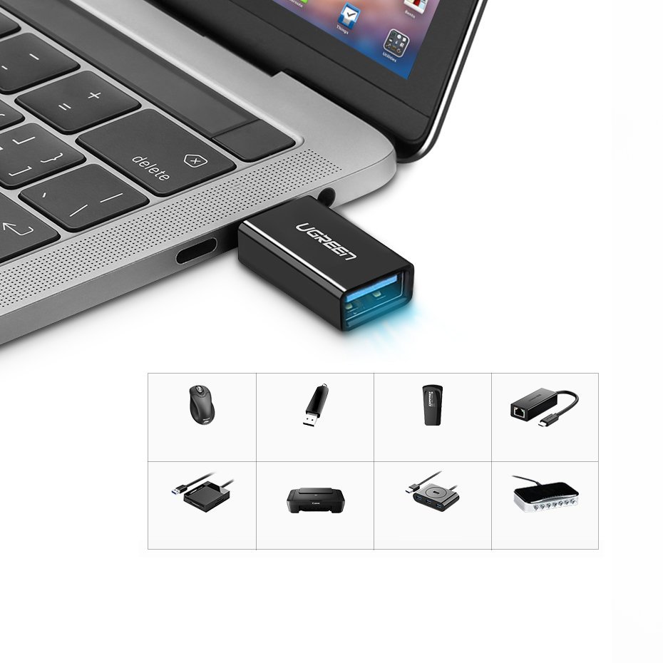 Ugreen USB 3.2 Gen 1 (aljzat) - USB Type-C (csatlakozóvég) OTG adapter fehér (30155)-14