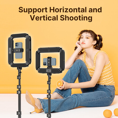 Ulanzi U200 vlogger rig, videós rig, LED világítás mobiltelefon tartóval, 1/4 csatlakozással, vakupapucs foglalattal (2245)-16