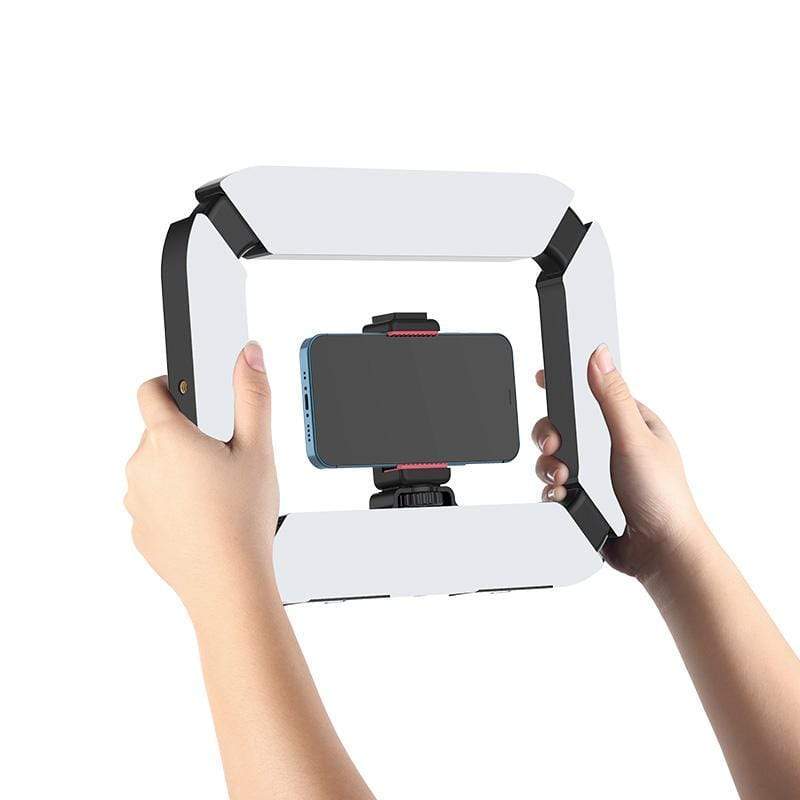 Ulanzi U200 vlogger rig, videós rig, LED világítás mobiltelefon tartóval, 1/4 csatlakozással, vakupapucs foglalattal (2245)-3