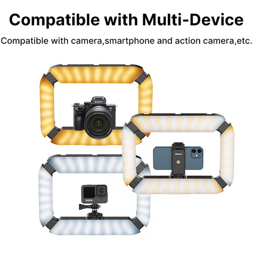 Ulanzi U200 vlogger rig, videós rig, LED világítás mobiltelefon tartóval, 1/4 csatlakozással, vakupapucs foglalattal (2245)-15