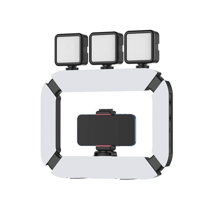 Ulanzi U200 vlogger rig, videós rig, LED világítás mobiltelefon tartóval, 1/4 csatlakozással, vakupapucs foglalattal (2245)-10