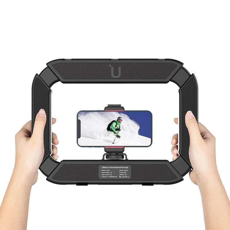 Ulanzi U200 vlogger rig, videós rig, LED világítás mobiltelefon tartóval, 1/4 csatlakozással, vakupapucs foglalattal (2245)-19