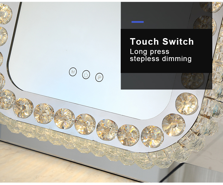 Sminkes tükör ezüst LED, asztali sminktükör 46*50cm (Hollywood - DC117-13)-9