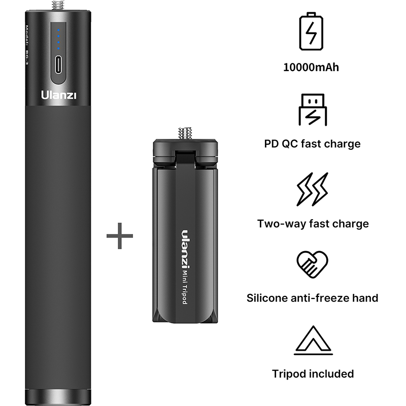 ULANZI BG-3 akkumulátor grip, markolat 10.000mAh powerbank 1/4 csatlakozással, Type-C (2066)-9