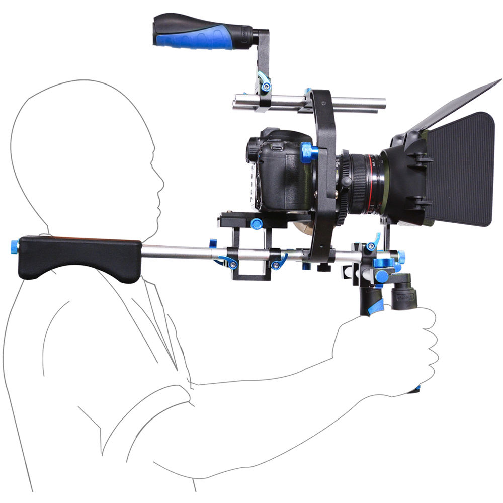 YELANGU D230 kamera válltámasz, DSLR shoulder rig dupla markolattal, follow focus, matte box-1