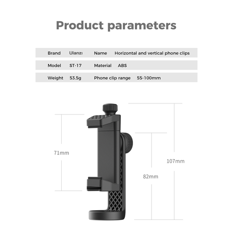 Ulanzi ST-17 360 fokban elforgatható mobiltelefon rögzítő, telefontartó adapter 1/4-es furattal, vakupapucs foglalattal (2120)-9