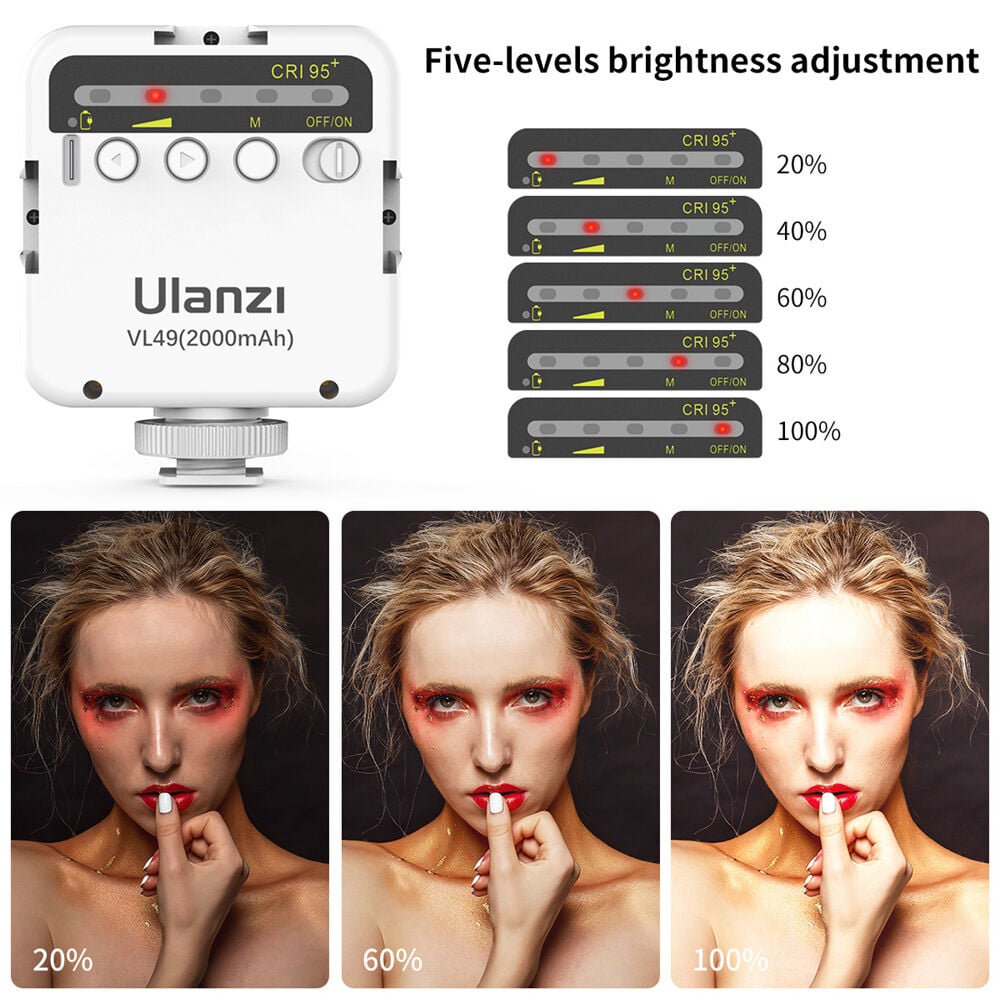 Ulanzi VL49 LED lámpa, videólámpa 5500K beépített akkumulátorral FEHÉR-8