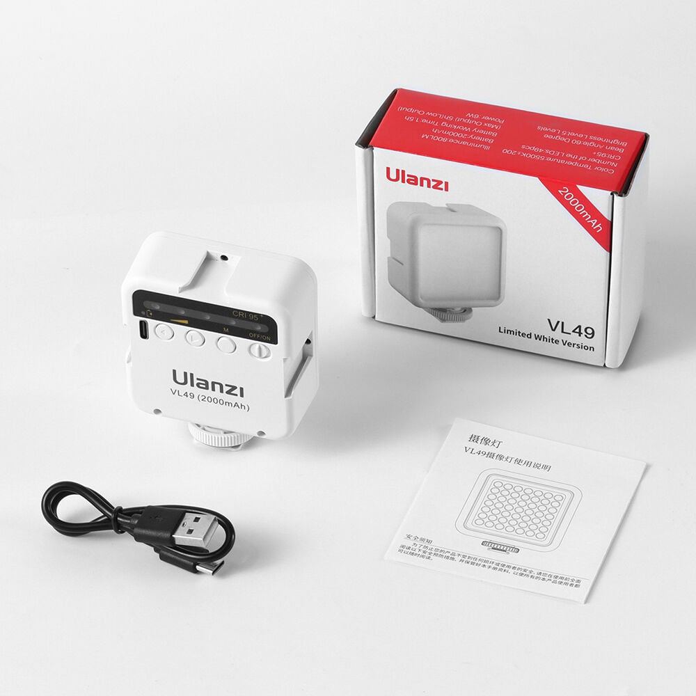 Ulanzi VL49 LED lámpa, videólámpa 5500K beépített akkumulátorral FEHÉR-4