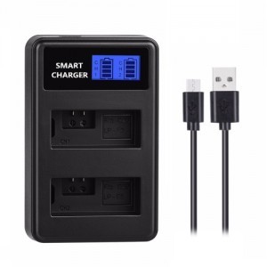 Dupla Canon LP-E5 USB-s akkumulátor töltő LCD kijelzővel