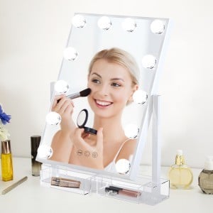 Hollywood tükör (HW-DC117B) sminkes tükör fehér 12x3W LED tárolóval