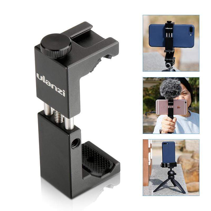 ULANZI ST-02S fém mobiltelefon rögzítő, telefontartó adapter extra 1/4-es furattal, vakupapucs foglalattal (0849)-2