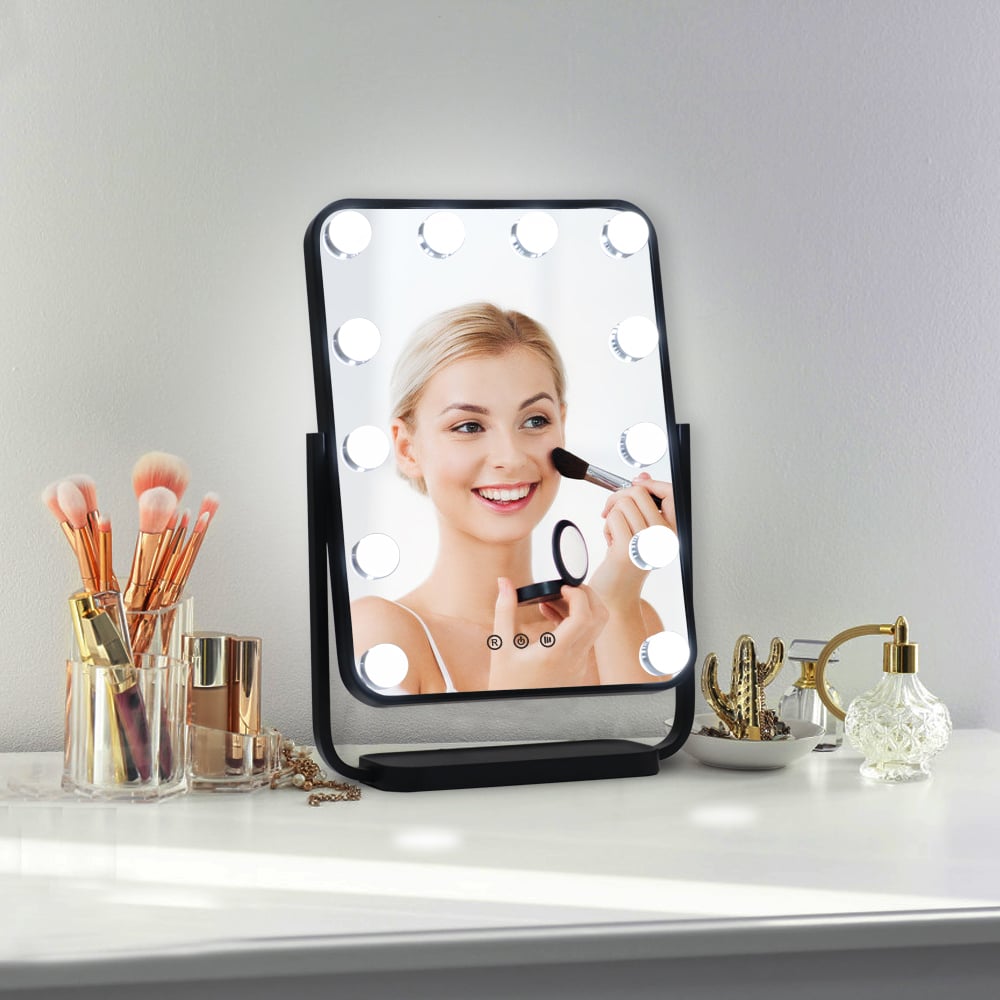 Hollywood tükör, sminkes tükör fekete 12x3W (WH-DWDP330A-BLACK)-2