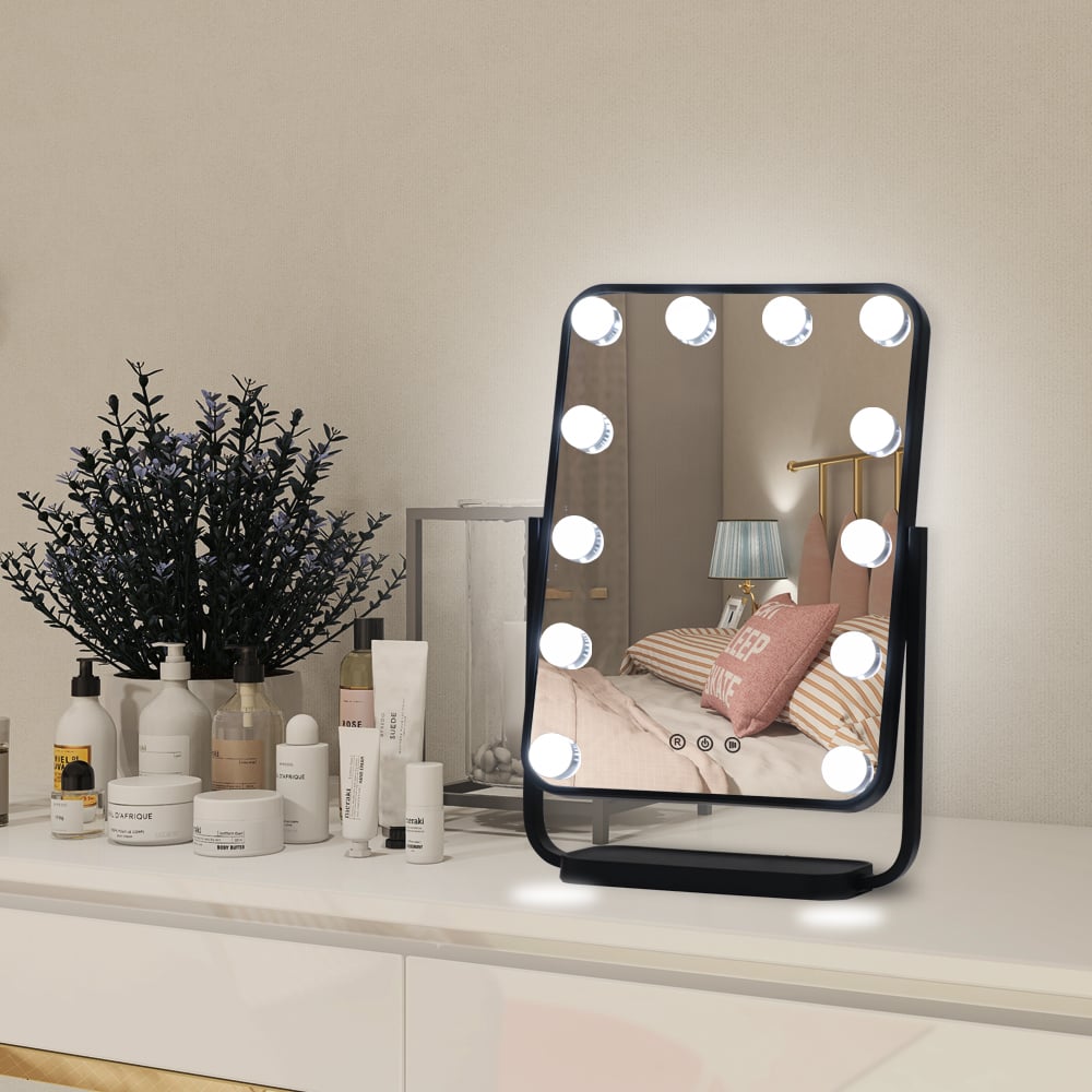 Hollywood tükör, sminkes tükör fekete 12x3W (WH-DWDP330A-BLACK)-3