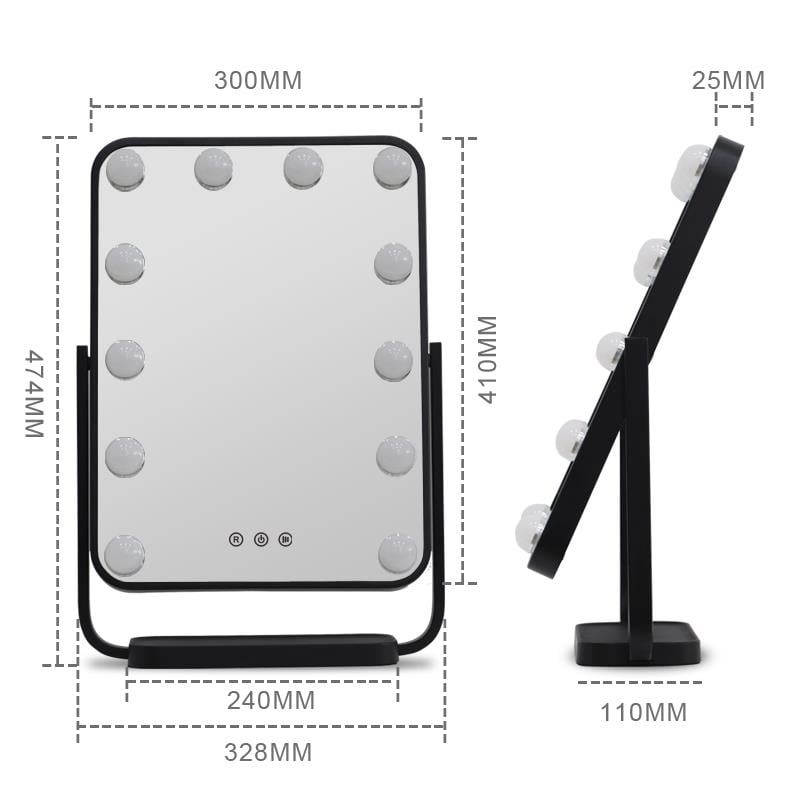 Hollywood tükör, sminkes tükör fehér 12x3W (WH-DWDP330A-WHITE)-5