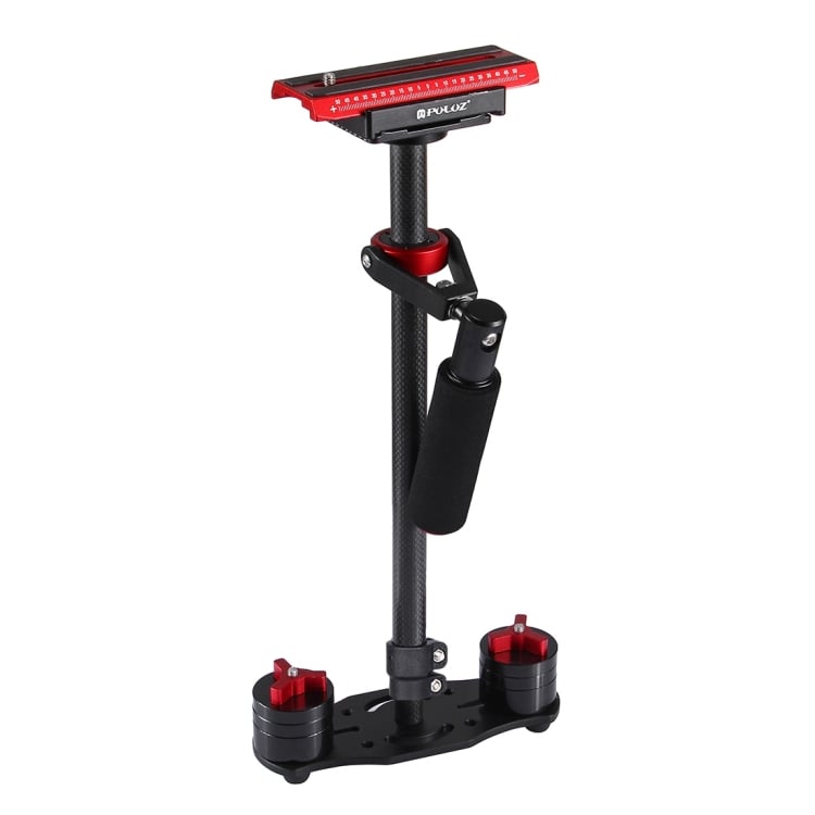 PULUZ P60TR karbon fényképezőgép kézi stabilizátor, kamera stabilizátor 38.5-61cm fekete-piros-12