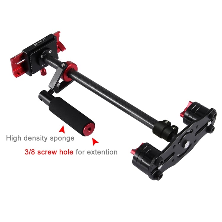 PULUZ P60TR karbon fényképezőgép kézi stabilizátor, kamera stabilizátor 38.5-61cm fekete-piros-5