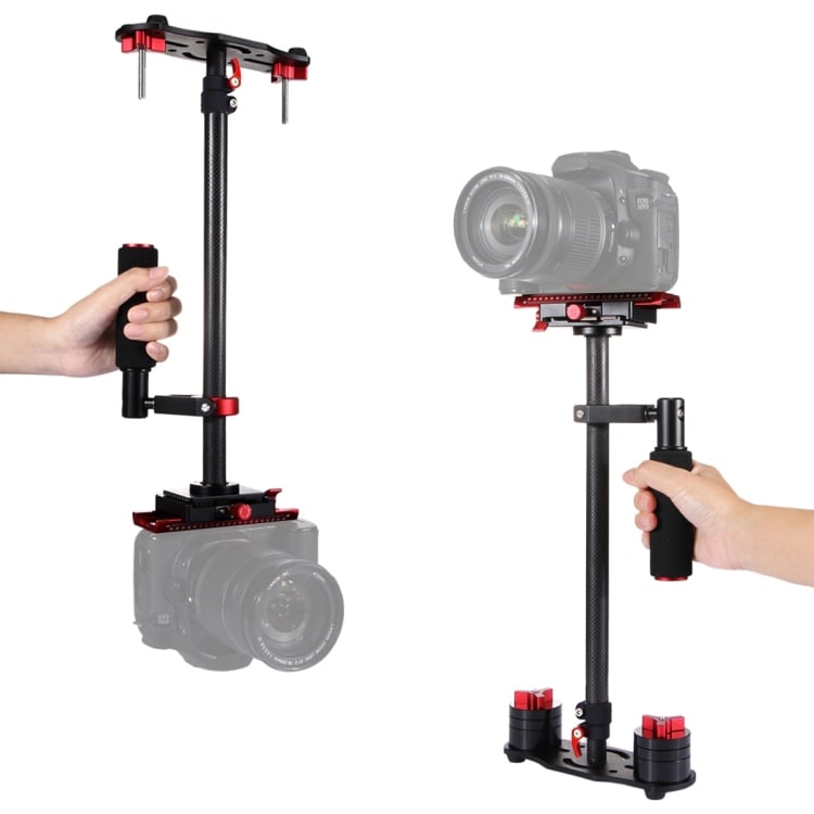 PULUZ P60TR karbon fényképezőgép kézi stabilizátor, kamera stabilizátor 38.5-61cm fekete-piros-1