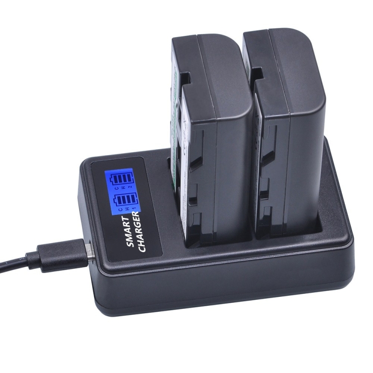 Dupla Sony NP-FM500H/NP-FM50/NP-F550 USB-s akkumulátor töltő LCD kijelzővel-1