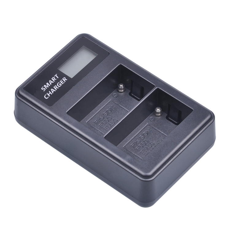 Dupla Sony NP-FM500H/NP-FM50/NP-F550 USB-s akkumulátor töltő LCD kijelzővel-3