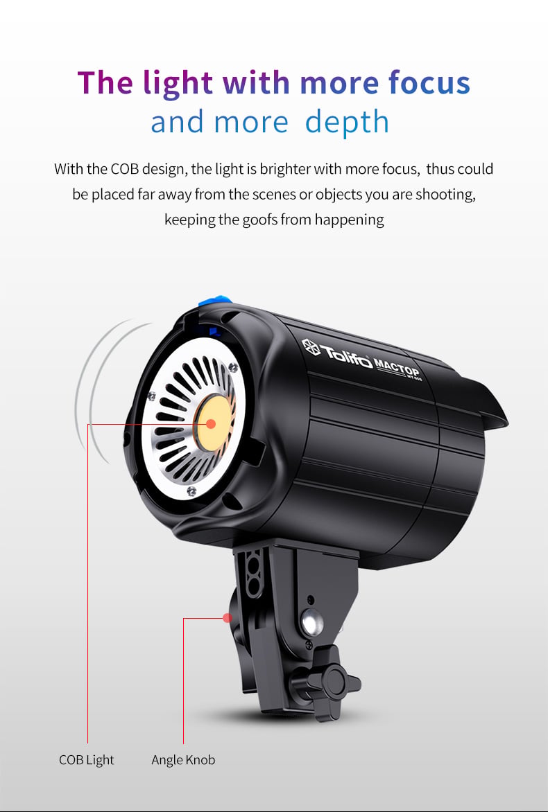 Tolifo MT-60S 60W COB LED videólámpa távirányítóval, 2m állvánnyal-5