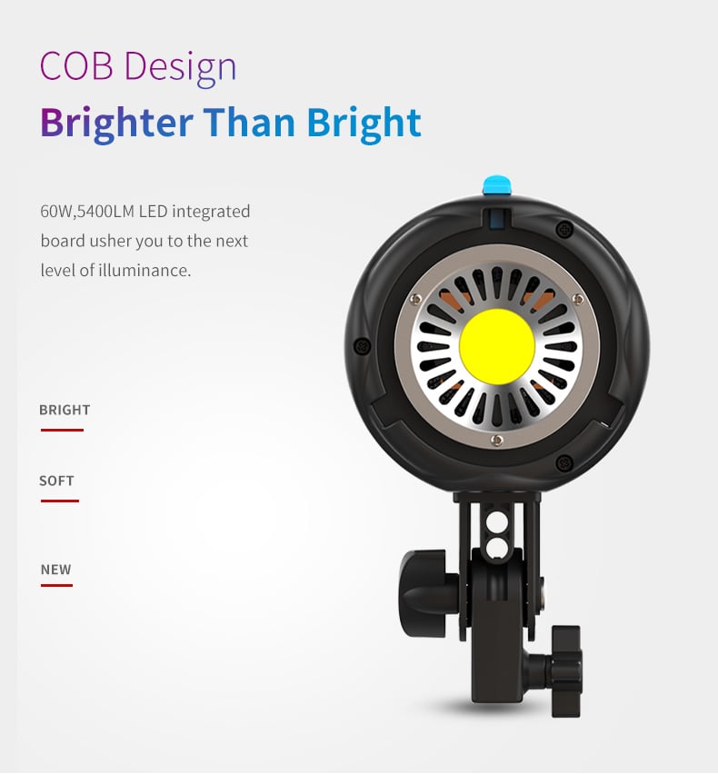 Tolifo MT-60S 60W COB LED videólámpa távirányítóval, 2m állvánnyal-3