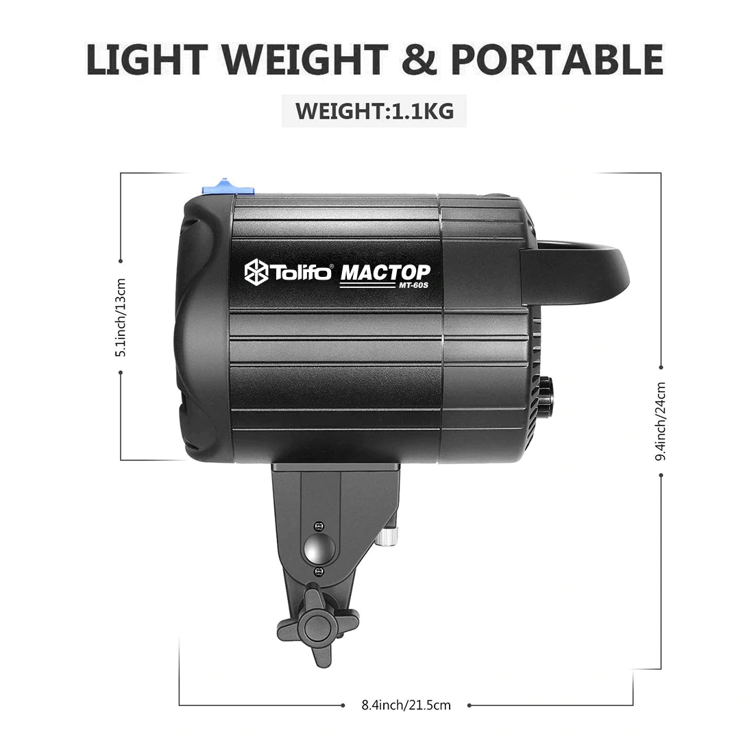 Tolifo MT-60S 60W COB LED videólámpa távirányítóval, 2m állvánnyal-1