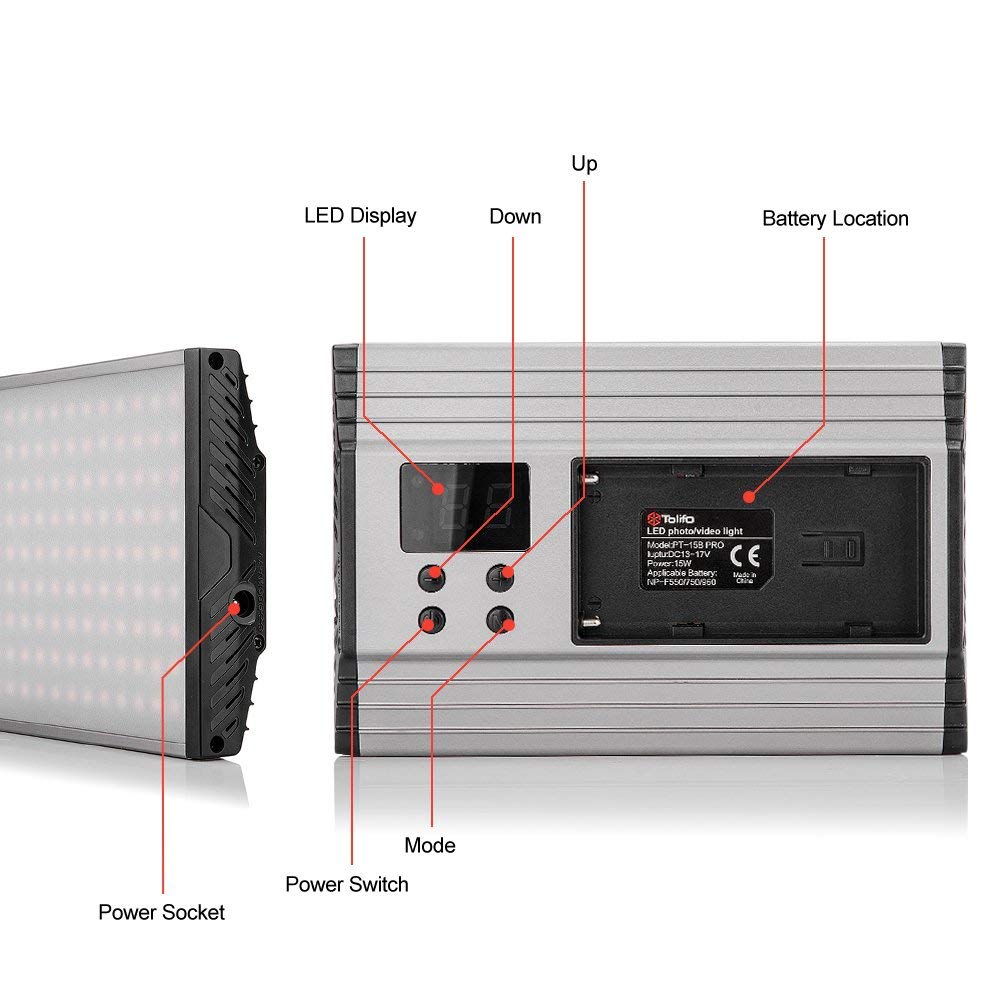 Tolifo PT-15B Pro Bi-Color 3200-5600K videólámpa 15W-7