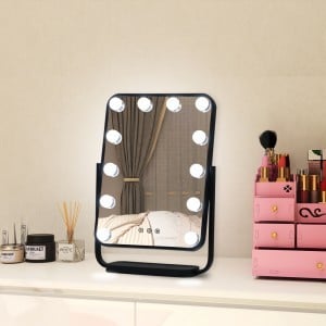 Hollywood tükör, sminkes tükör fekete 12x3W (WH-DWDP330A-BLACK)