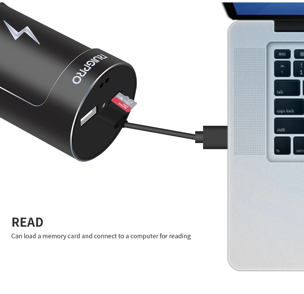 RUIGPRO Power Bank, USB-s akkumulátor töltő GoPro 8/7/6/5 szériához három foglalattal, microSD és SD kártyaolvasó-2