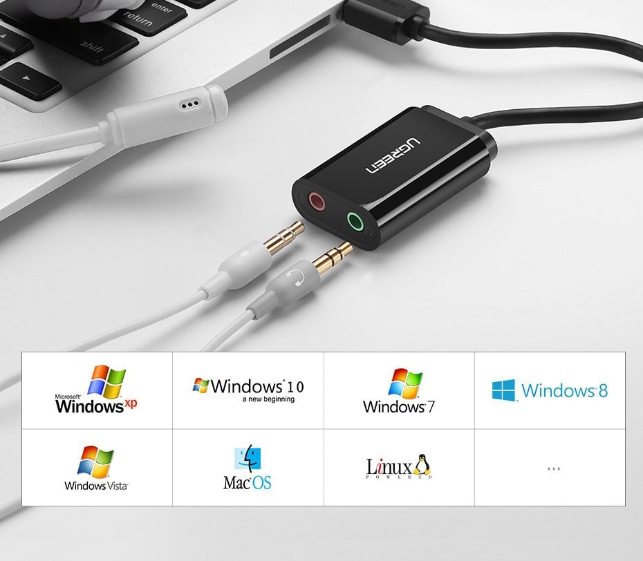 Ugreen USB 2.0 - 3.5mm mini jack külső hangkártya, adapter fehér (US205 30143)-24