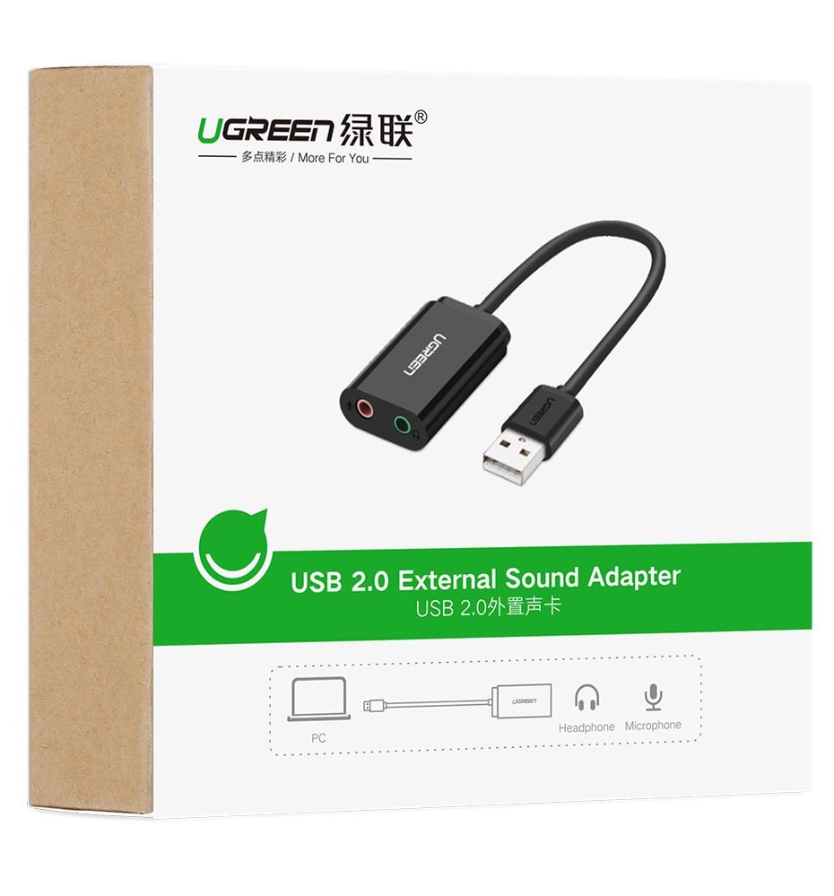 Ugreen USB 2.0 - 3.5mm mini jack külső hangkártya, adapter fehér (US205 30143)-1