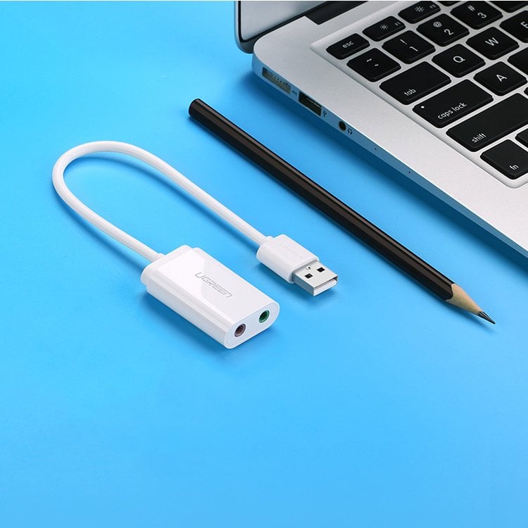 Ugreen USB 2.0 - 3.5mm mini jack külső hangkártya, adapter fehér (US205 30143)-2
