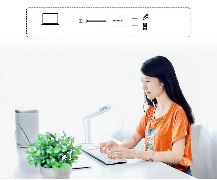 Ugreen USB 2.0 - 3.5mm mini jack külső hangkártya, adapter fehér (US205 30143)-6