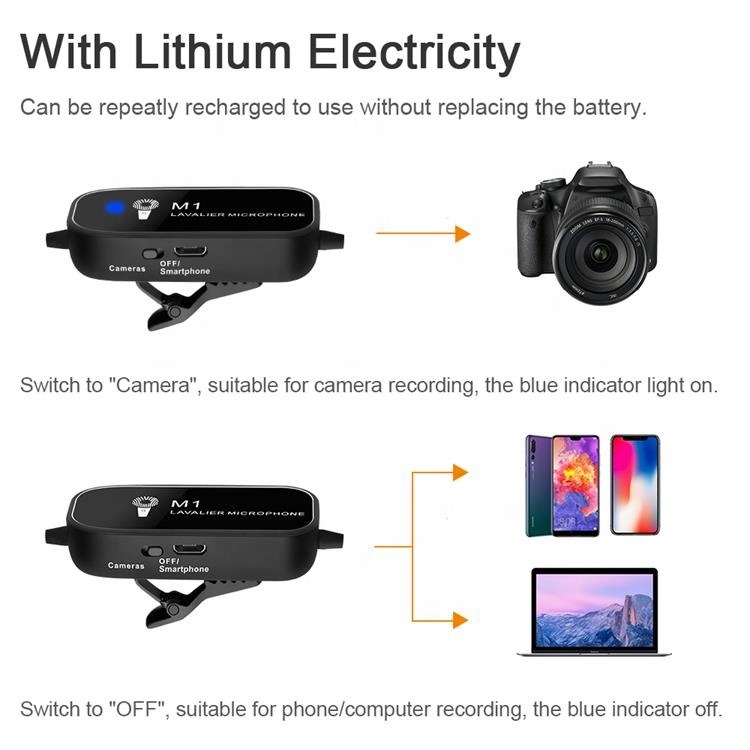 KF Concept univerzális lavalier csíptetős mikrofon Kit L1, M1 3.5mm TRRS jack csatlakozóval-5