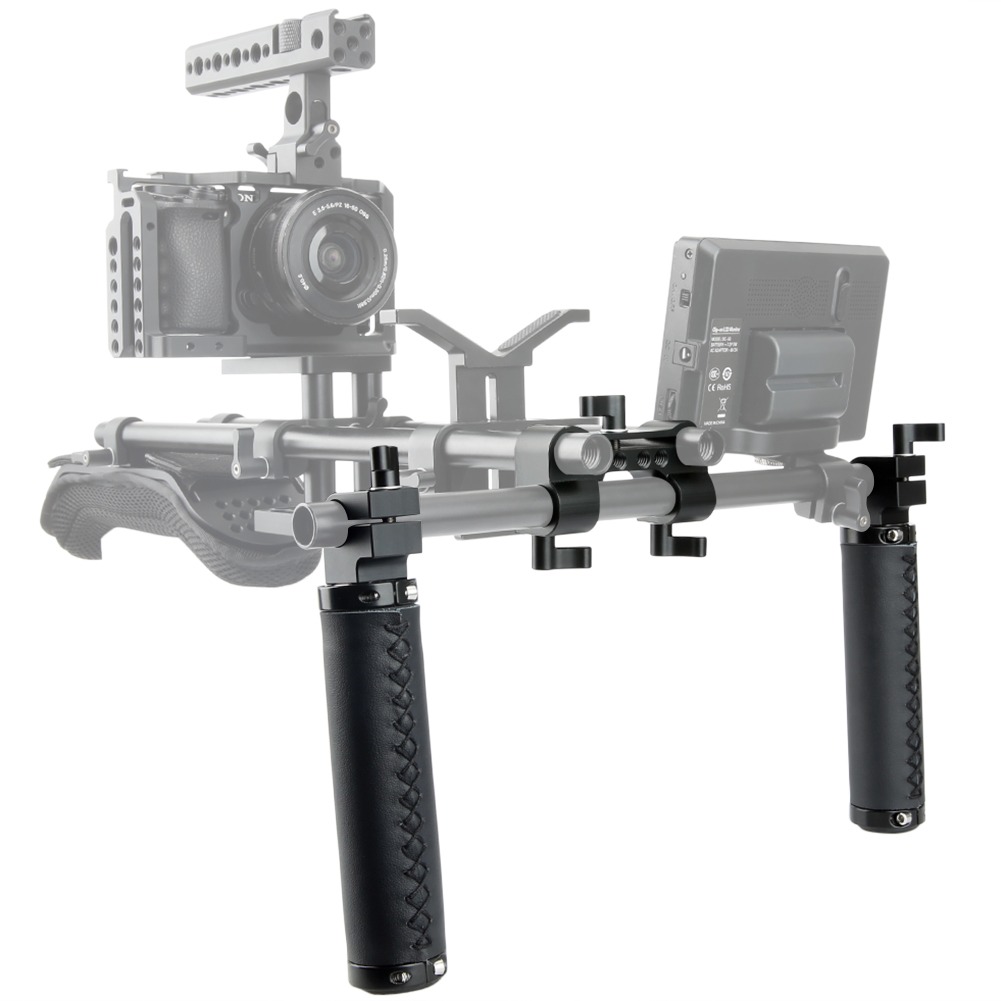 NICEYRIG dupla markolat, shoulder rig handle bőr borítással (168)-2