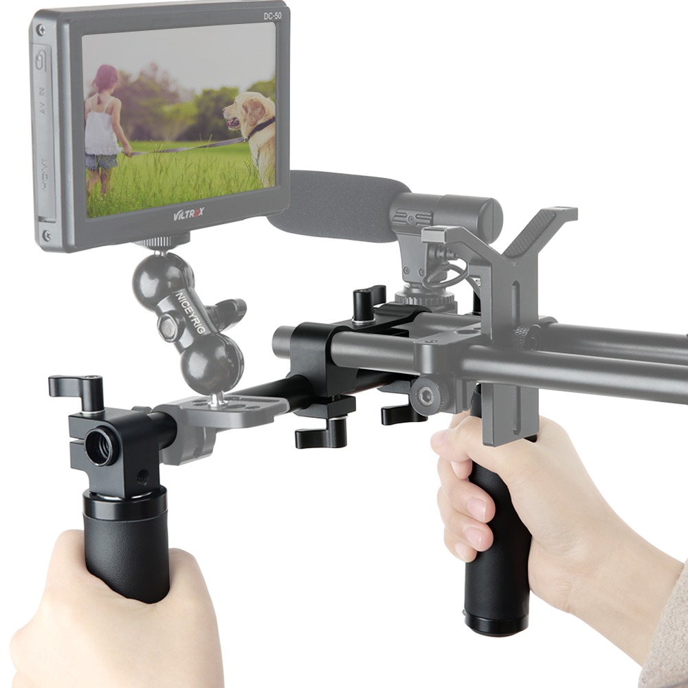 NICEYRIG dupla markolat, shoulder rig handle bőr borítással (168)-0