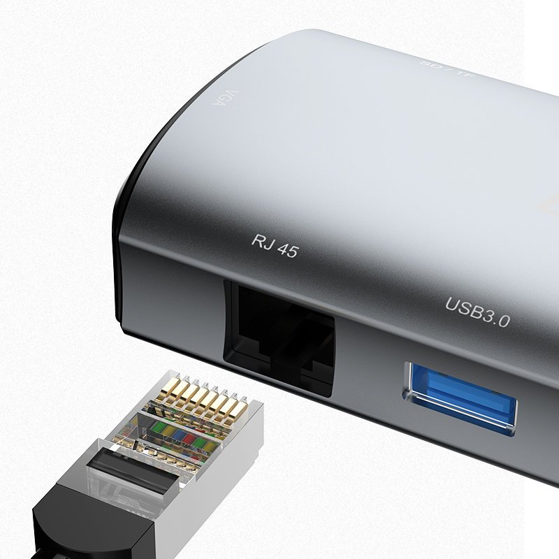 Dudao 11in1 multifunkciós HUB USB Type-C - USB Type-C PD 60W / HDMI / 3.5mm mini jack / 1x USB 2.0 / SD - micro SD kártyaolvasó / VGA / RJ45 / 3x USB 3.2 Gen 1 szürke (A15Pro)-2