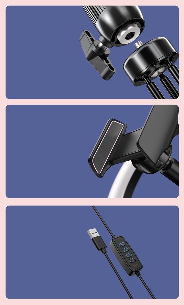 30cm LED körfény és tripod, ringlight fekete (CRZB12-B01)-4