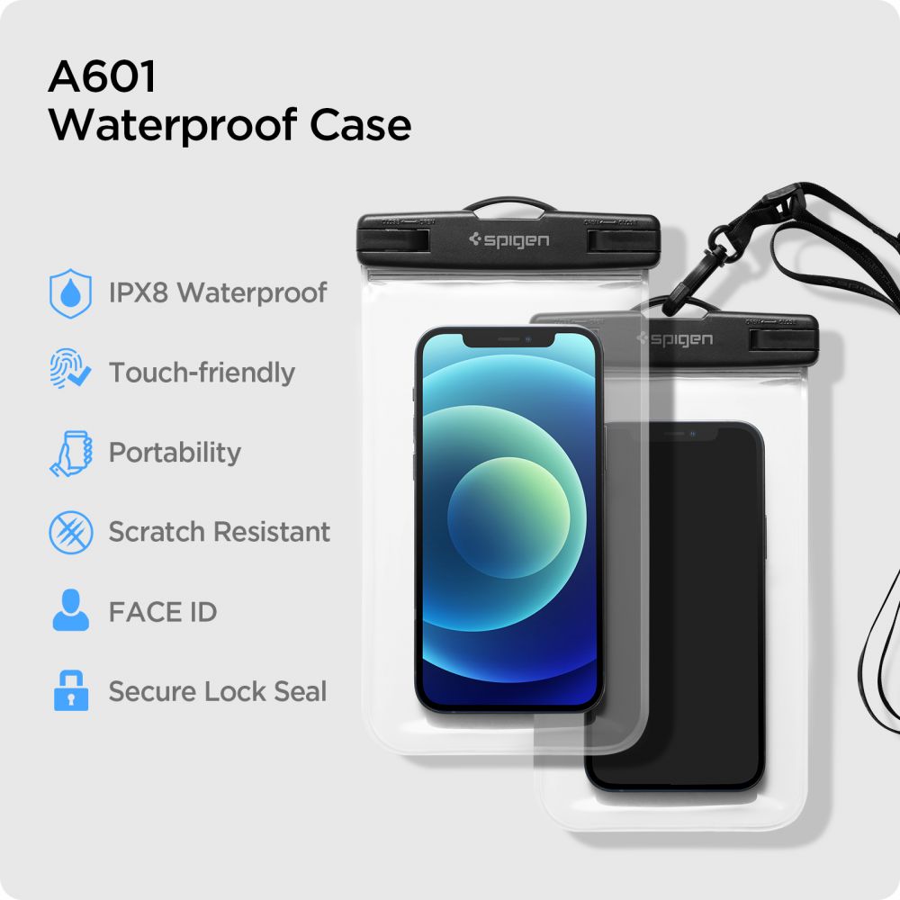 Spigen A601 Univerzális Vízálló Tok 2x Crystal Clear (AMP03098)-4