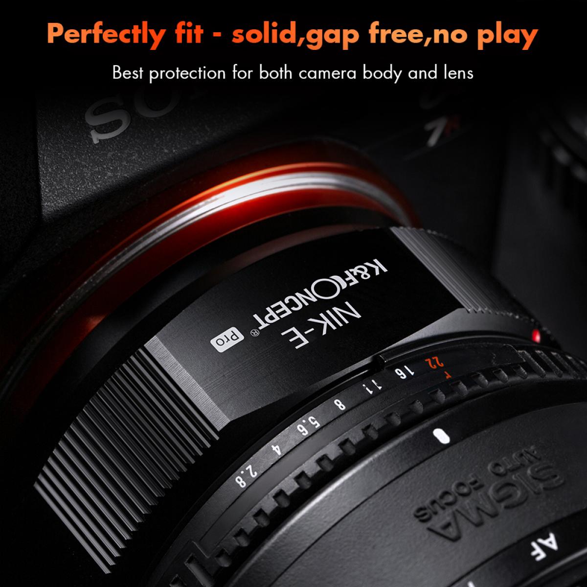 KF Concept NIK-E PRO Nikon AI bajonett adapter - Sony E vázakra (KF06.436)-7