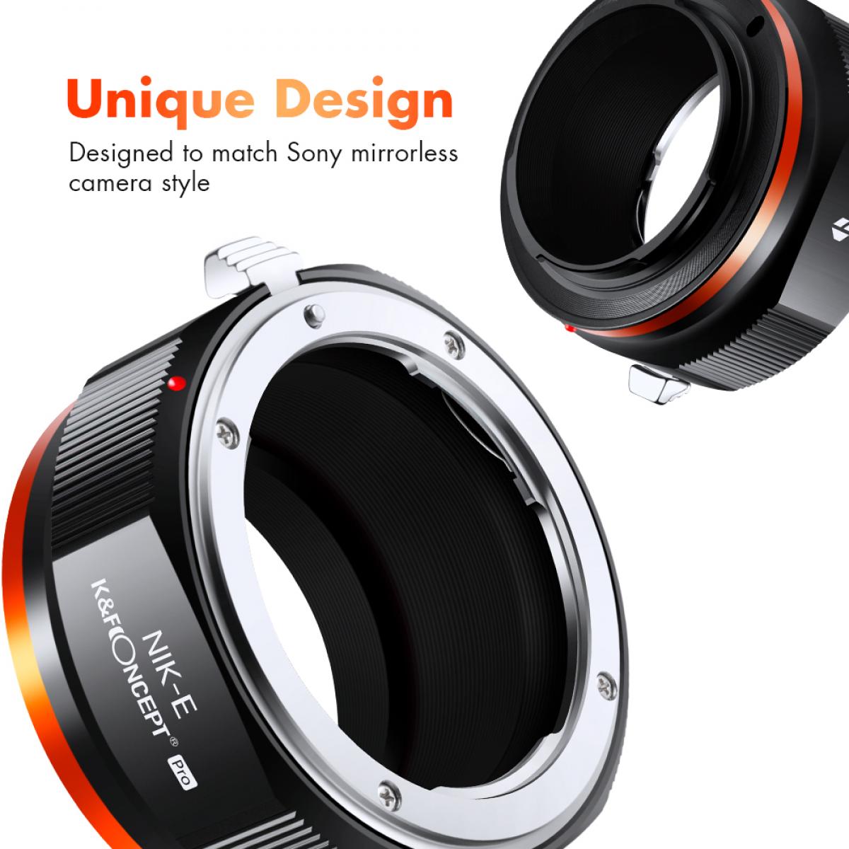 KF Concept NIK-E PRO Nikon AI bajonett adapter - Sony E vázakra (KF06.436)-3