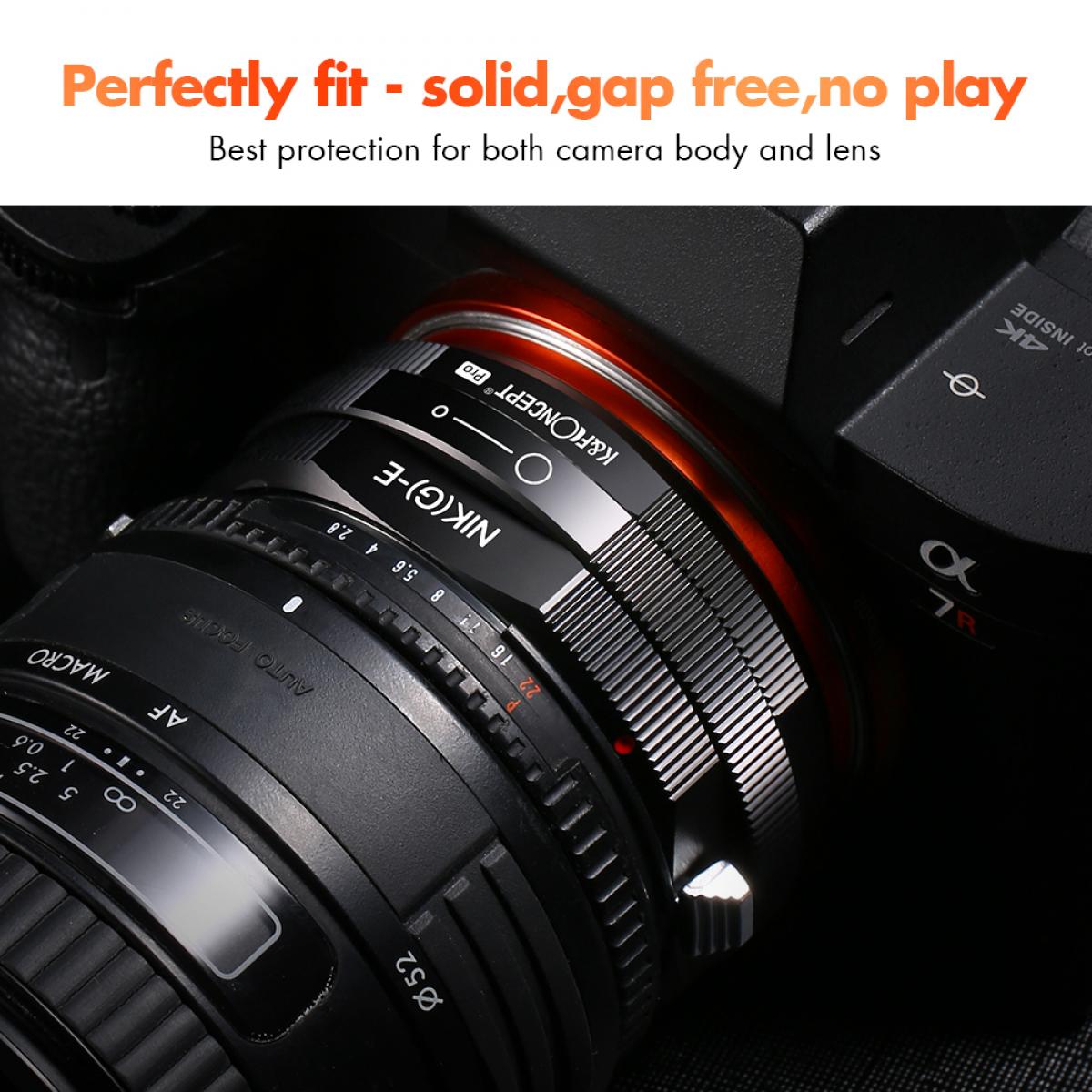 KF Concept NIK(G)-E PRO Nikon G bajonett adapter - Sony E vázakra (KF06.438)-5