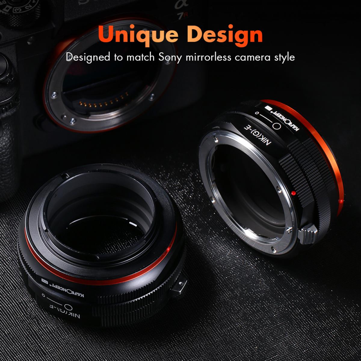 KF Concept NIK(G)-E PRO Nikon G bajonett adapter - Sony E vázakra (KF06.438)-3