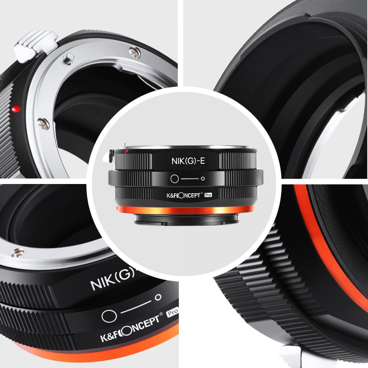 KF Concept NIK(G)-E PRO Nikon G bajonett adapter - Sony E vázakra (KF06.438)-2