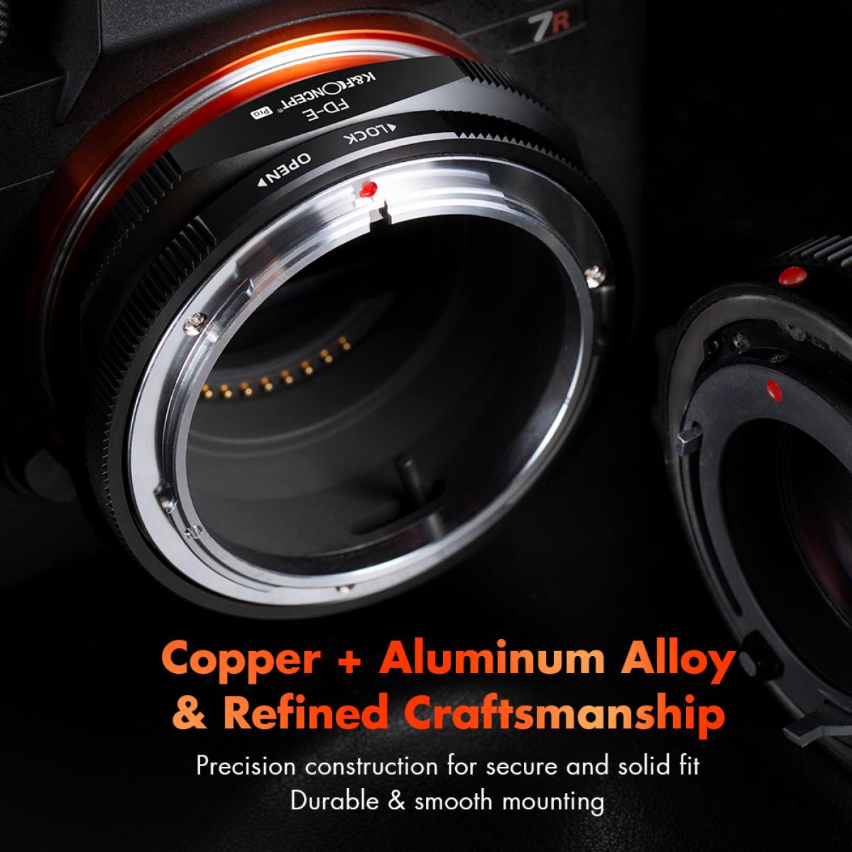 KF Concept FD-E PRO Canon FD bajonett adapter - Sony E vázakra (KF06.439)-2